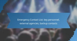 Emergency Contact List: key personnel, external agencies, backup contacts