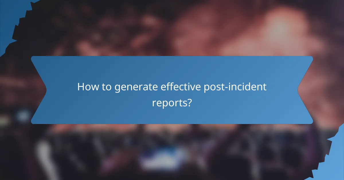 How to generate effective post-incident reports?