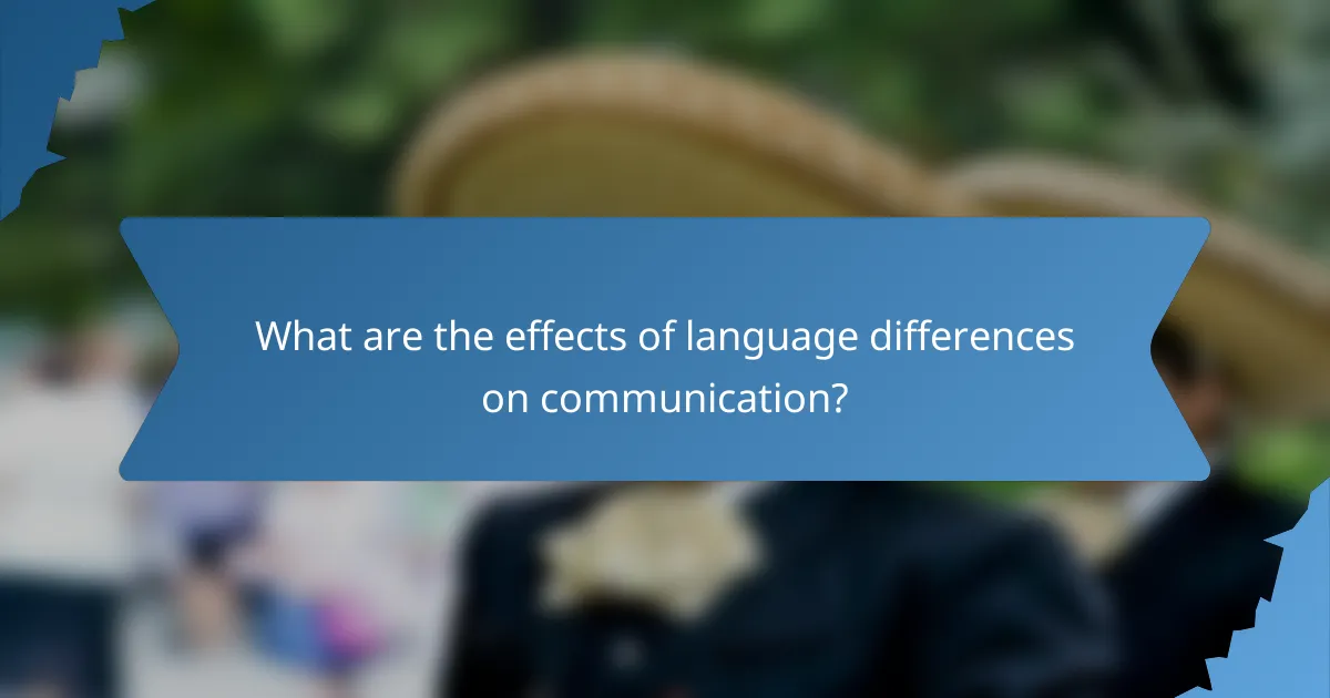 What are the effects of language differences on communication?