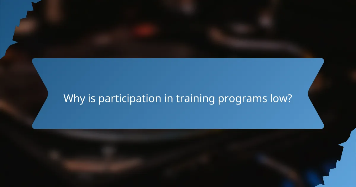 Why is participation in training programs low?